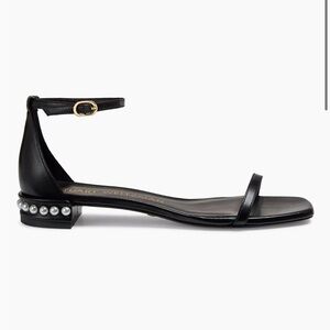 Stuart Weitzman Nudistcurve Pearl-Embellished Leather Sandals